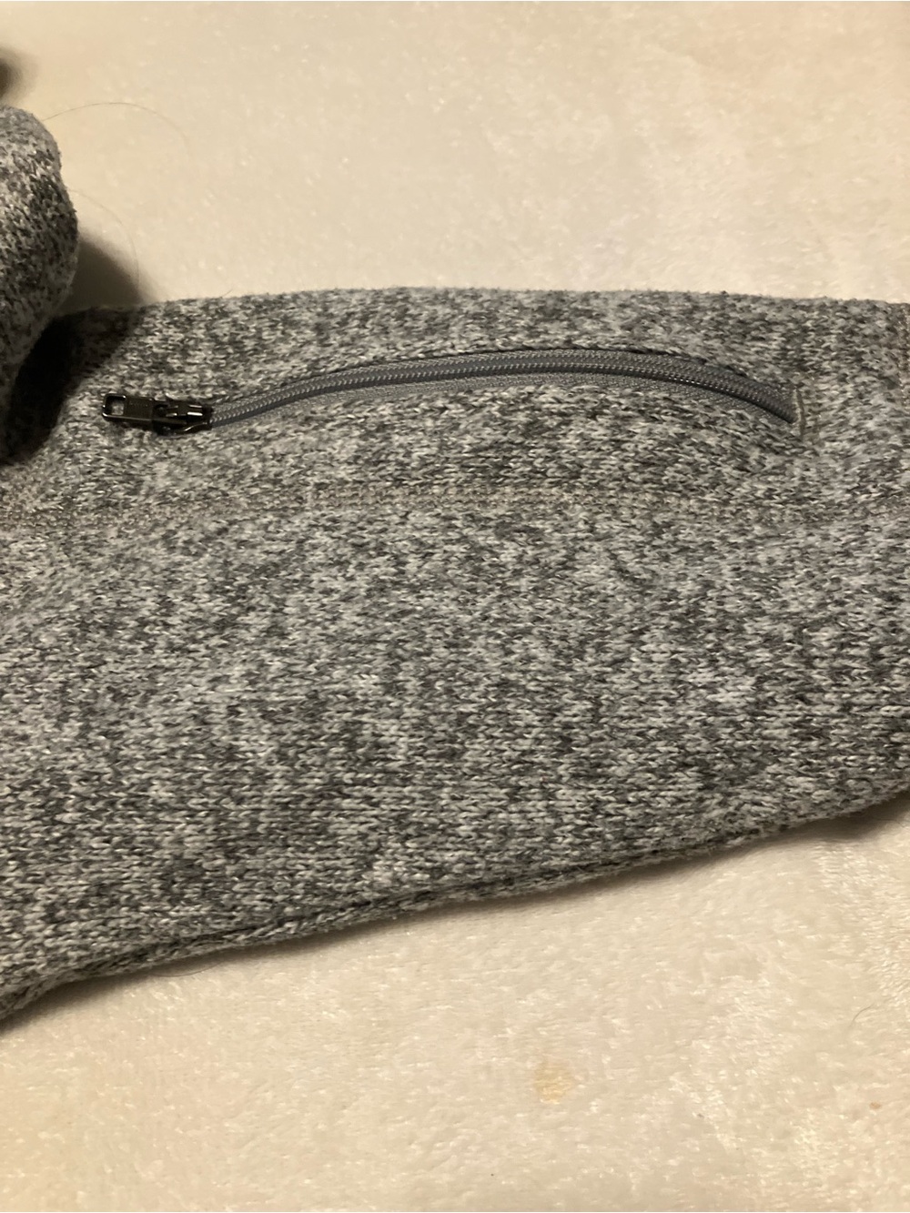 Patagonia Light Gray Fleece Hoodie with Logo Tag - Picture 3 of 4